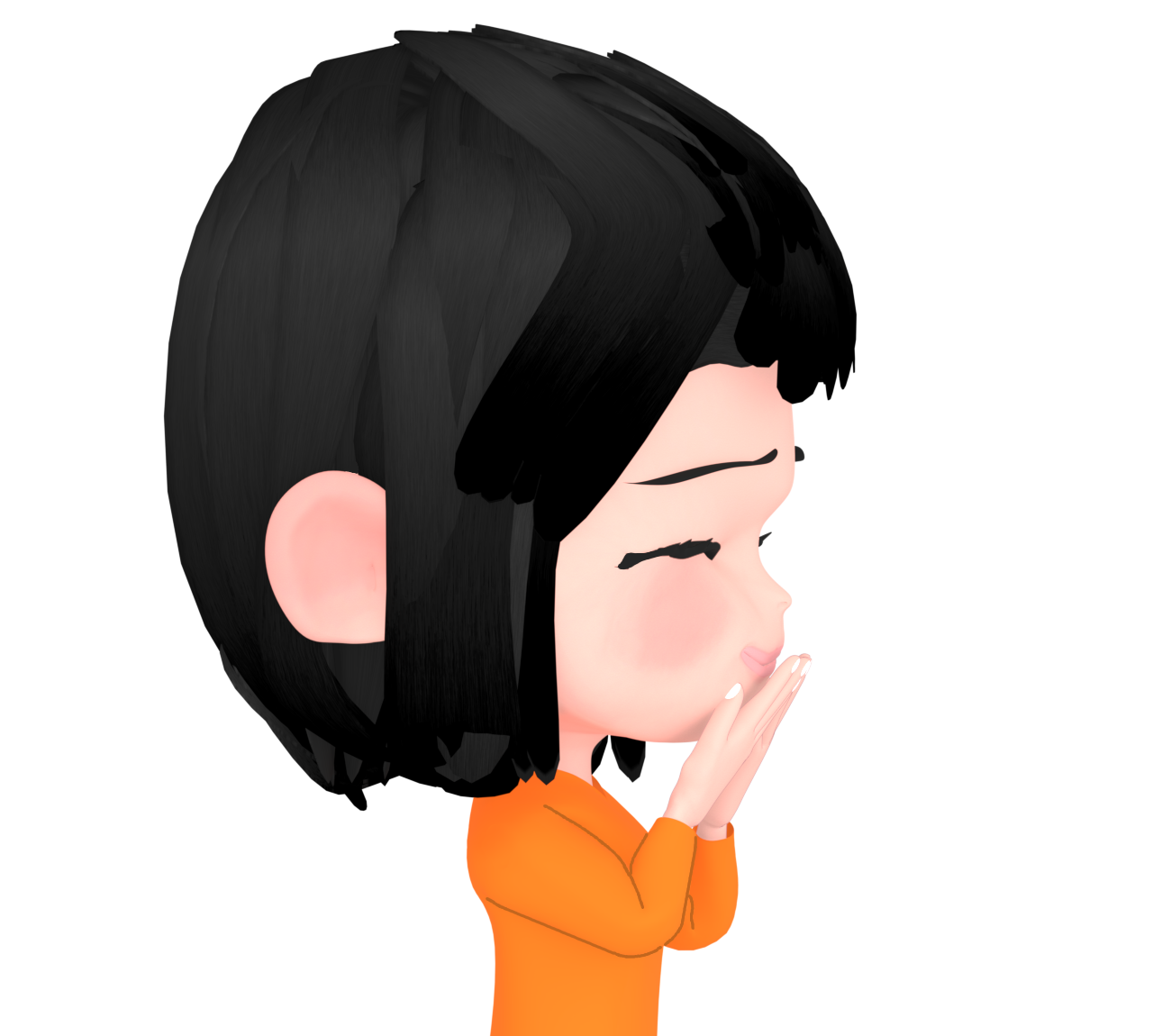口を隠して笑う人の横顔のイラスト