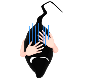 顔を隠す元気が無い毛根のイラスト
