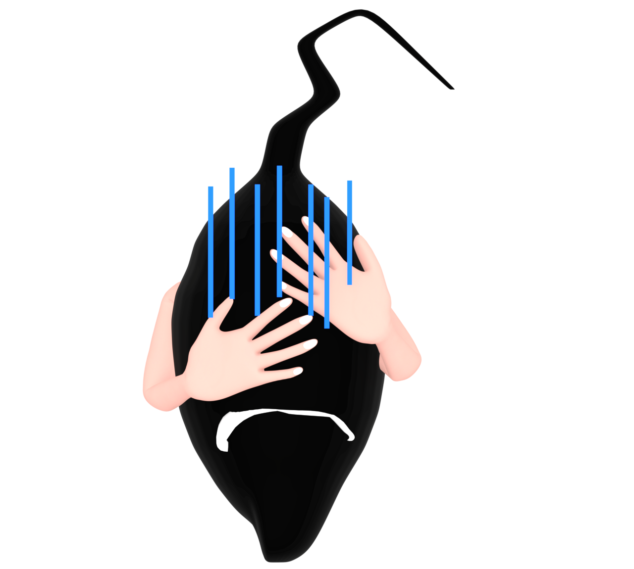 顔を隠す元気が無い毛根のイラスト