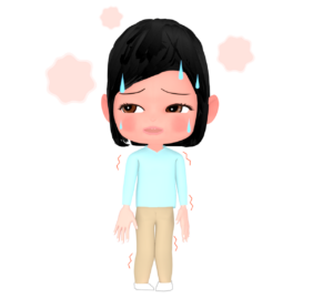 高熱を出す女性のイラスト