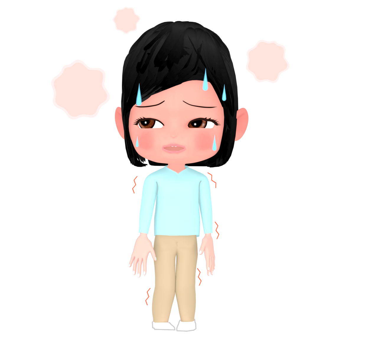 高熱を出す女性のイラスト