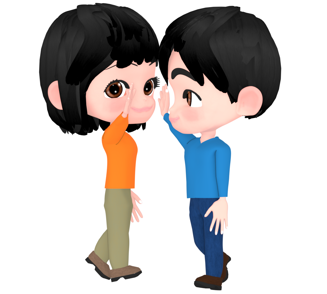 ハイタッチをする男女のイラスト