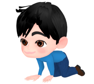 ハイハイをする男性のイラスト