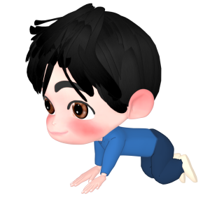 ハイハイしてる男性のイラスト