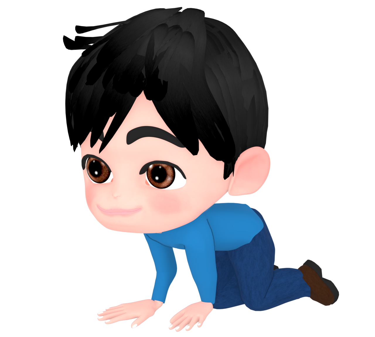 ハイハイをする男性のイラスト