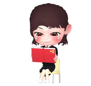 女子高生と卒業アルバムのイラスト