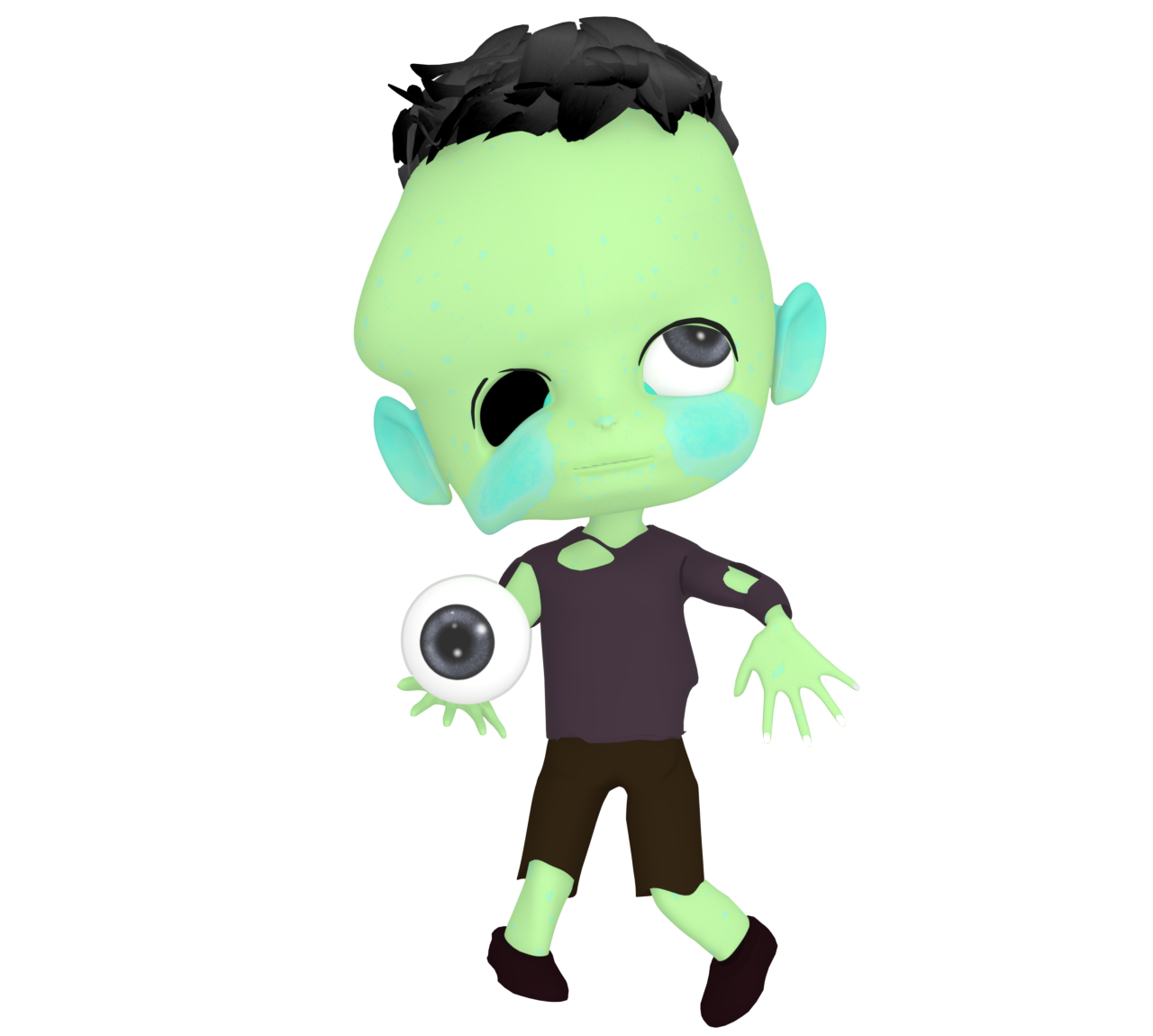 目玉を持って歩くゾンビのイラスト