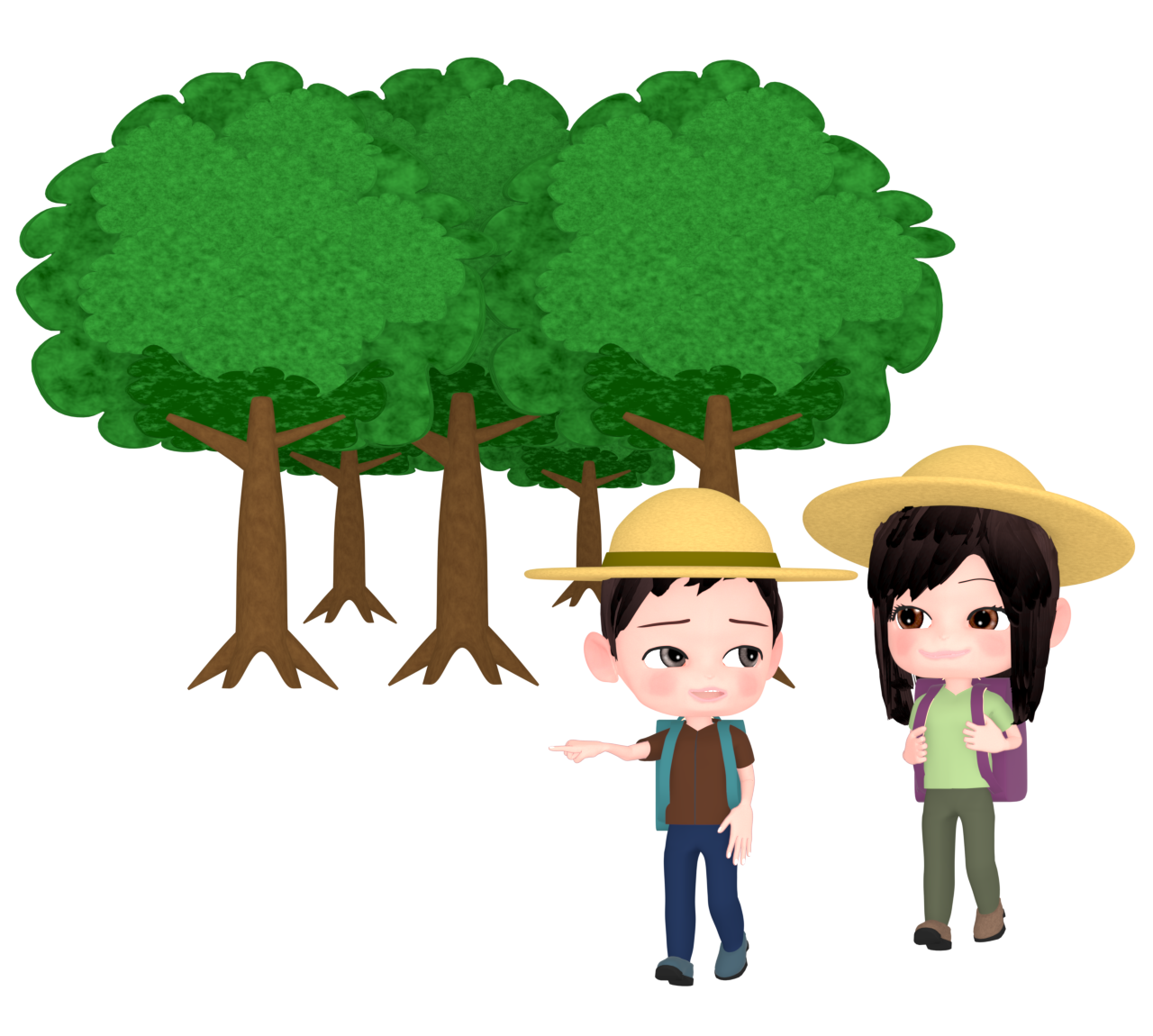 ハイキングをする男女のイラスト
