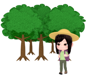 ハイキングをする女性のイラスト