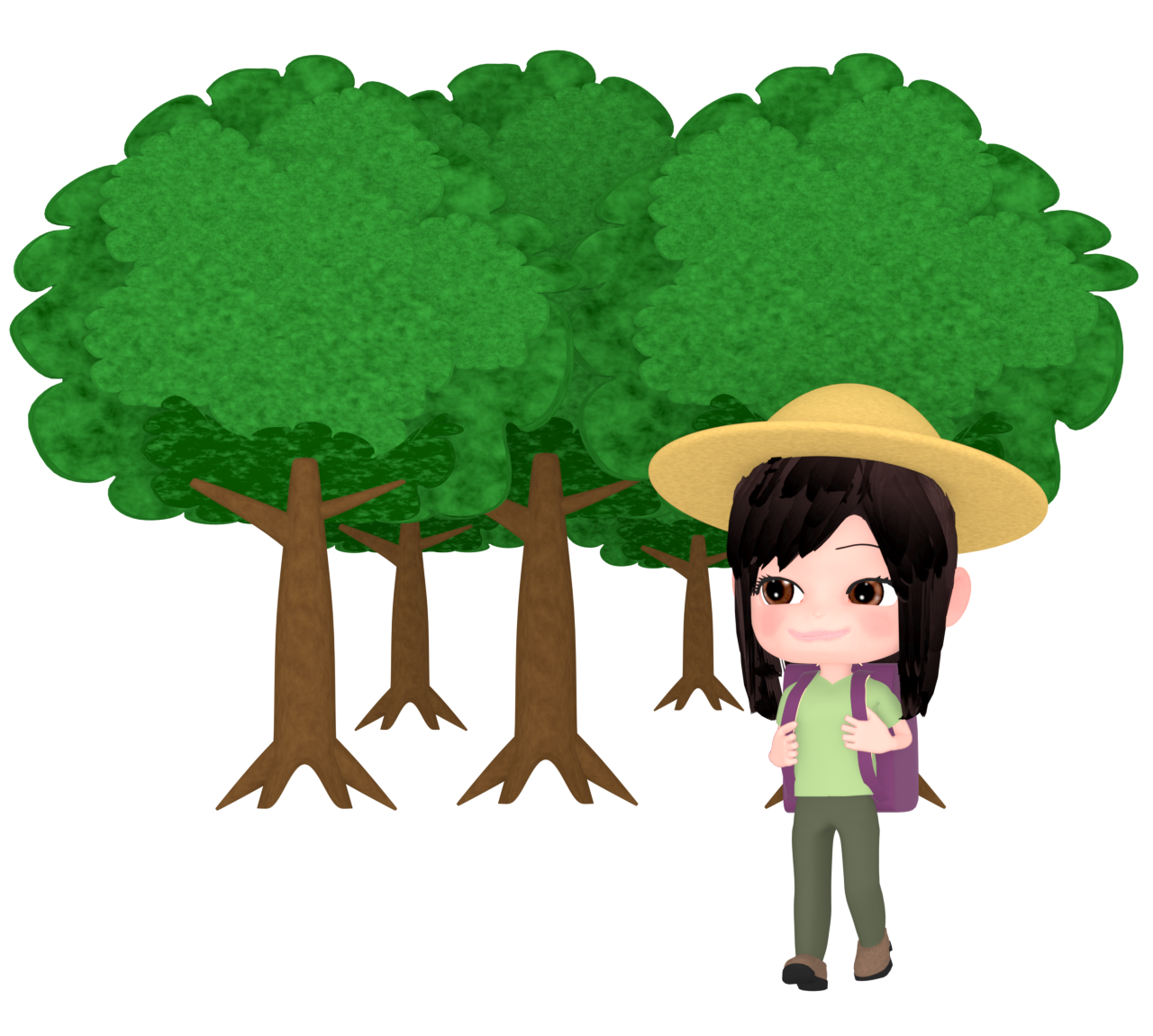 ハイキングをする女性のイラスト