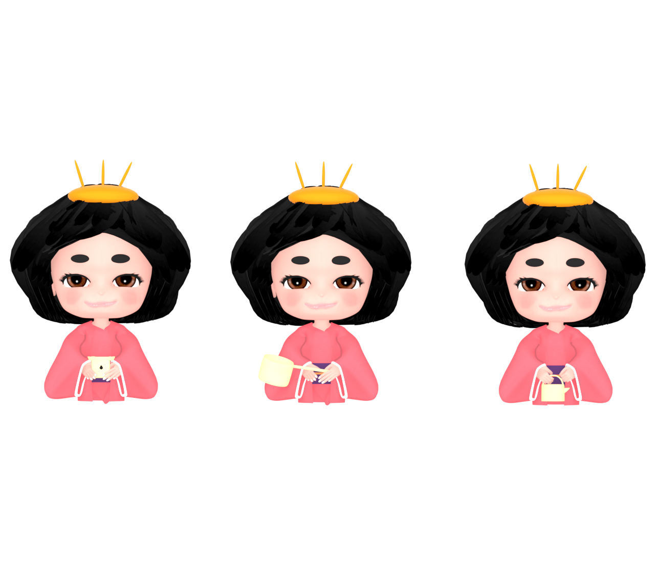 雛人形 三人官女のイラスト