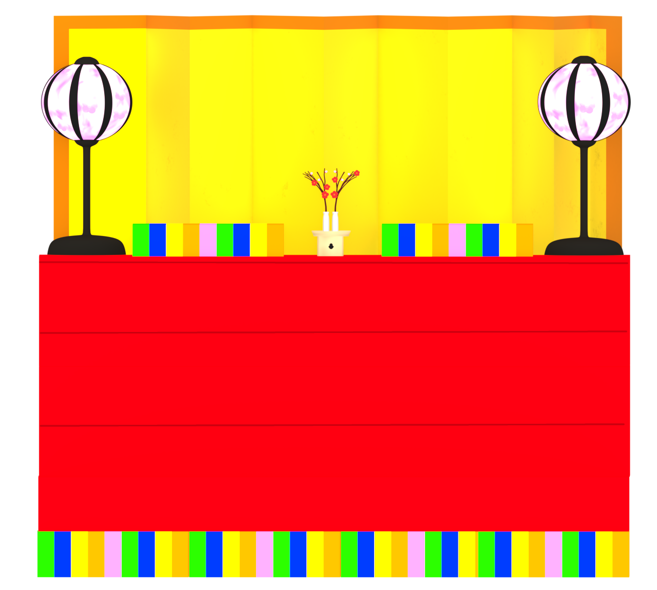 ひな祭りの雛壇のイラスト