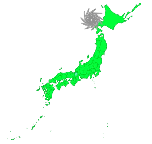 北海道に接近する台風のイラスト