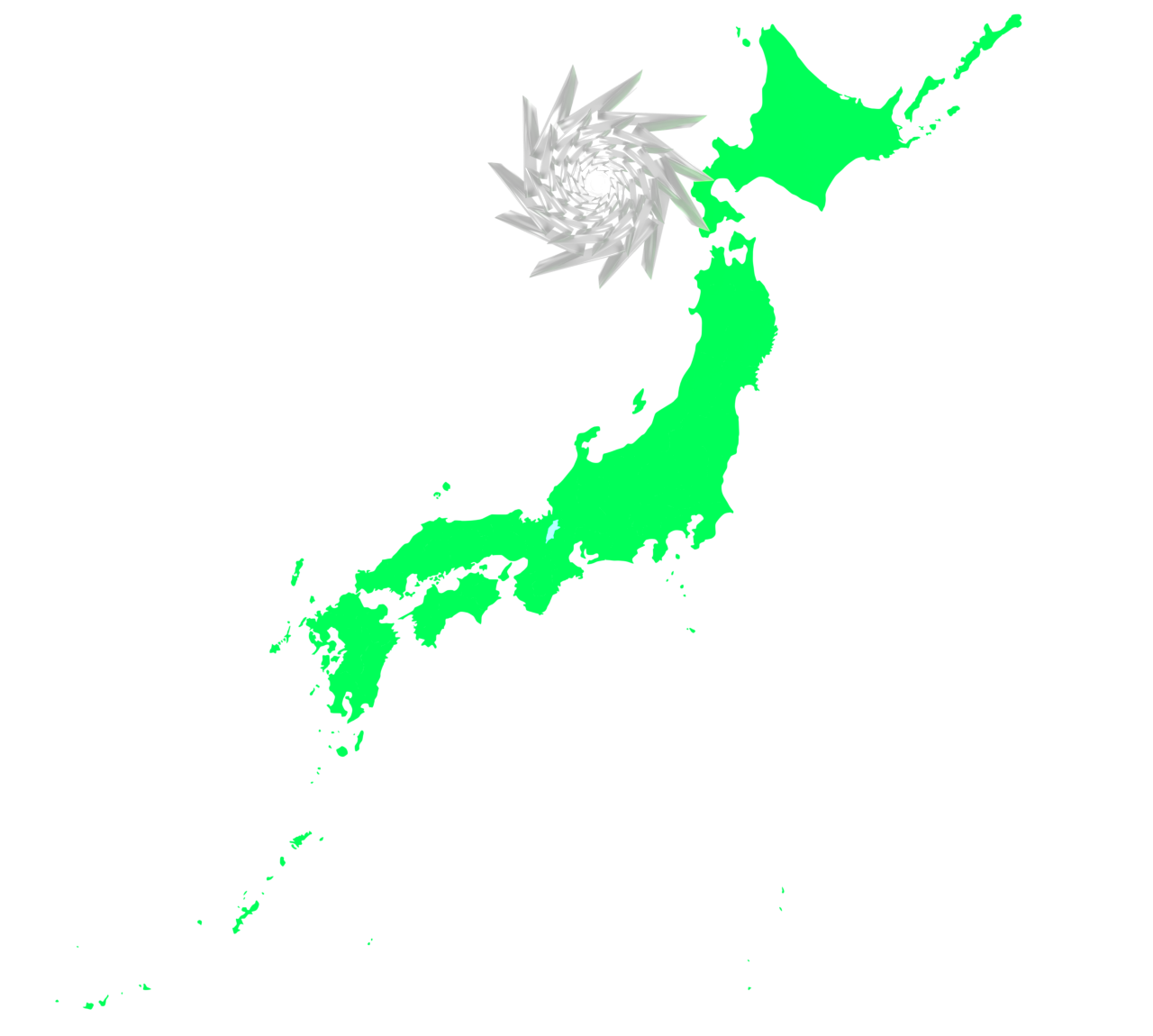 北海道に接近をする台風のイラスト