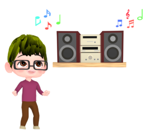家で歌うご機嫌な男性のイラスト