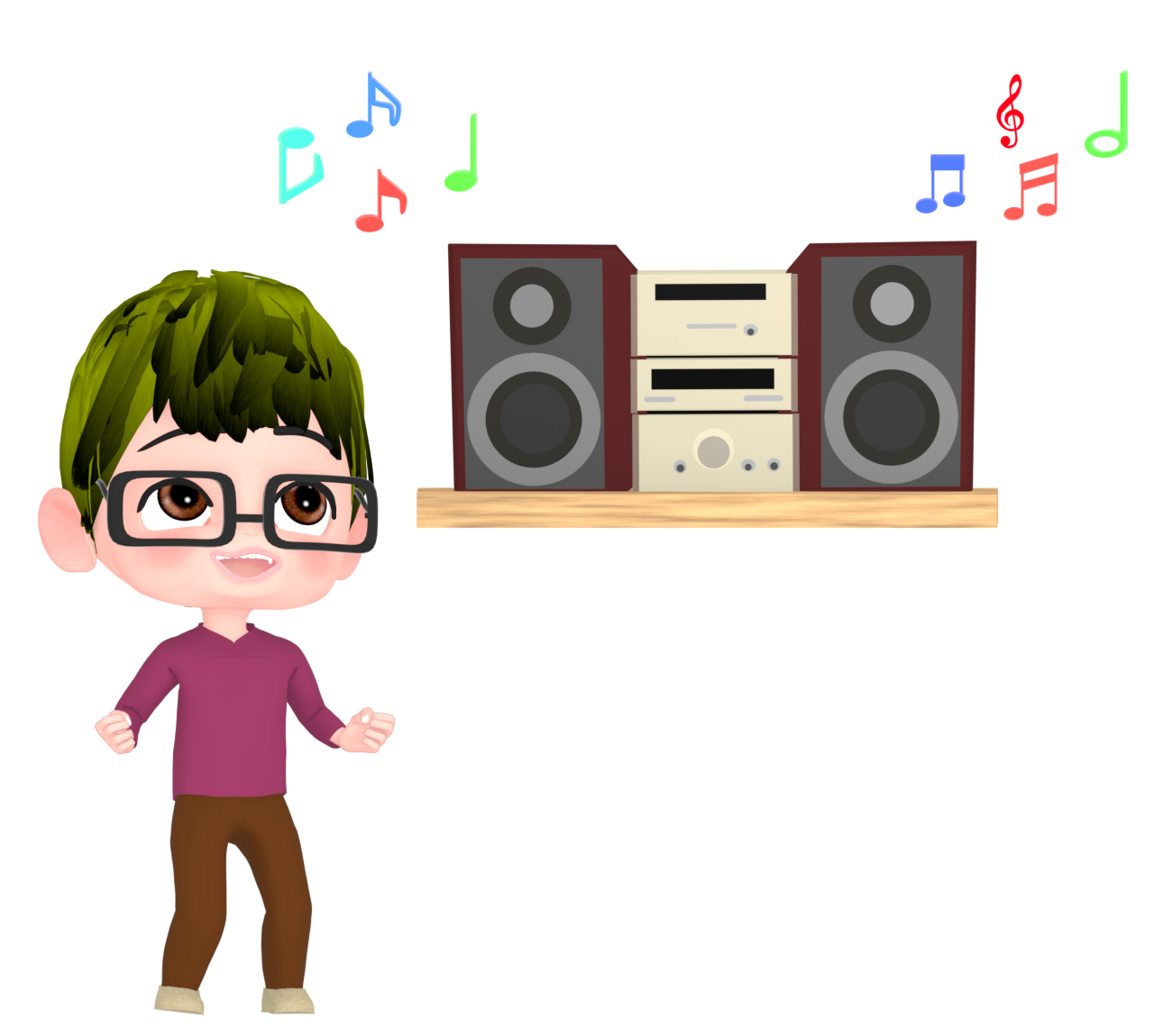 家で歌うご機嫌な男性のイラスト