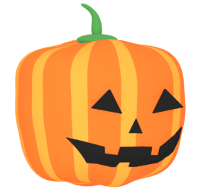 横向きハロウィンのカボチャ飾りのイラスト