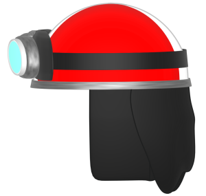 横から見る赤色の半ヘルメットのイラスト