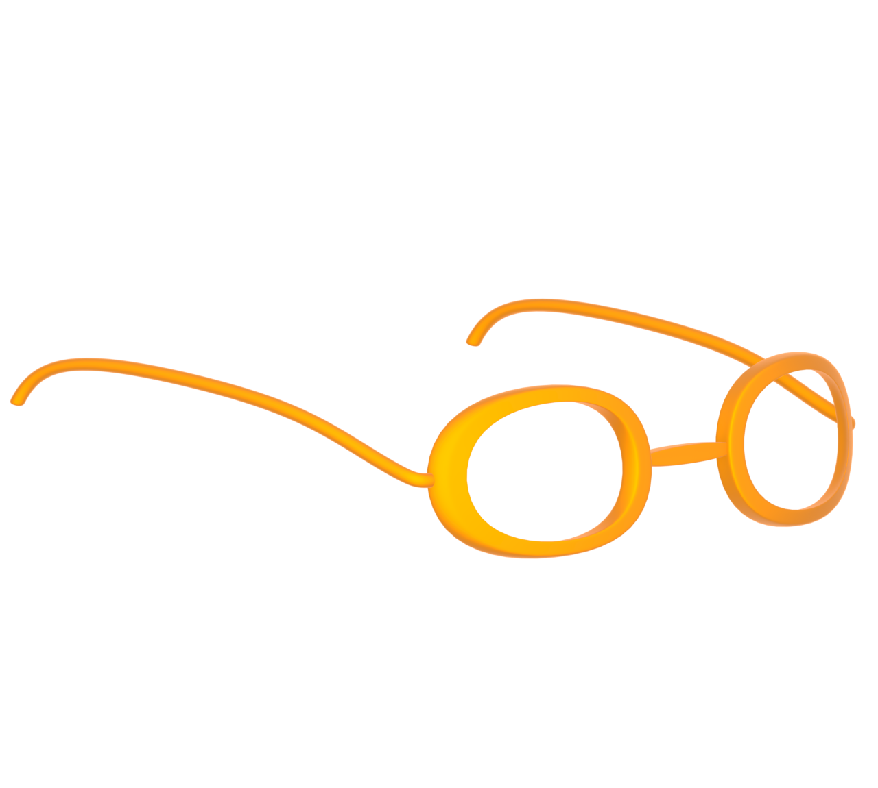 横から見る黄色の丸型メガネのイラスト