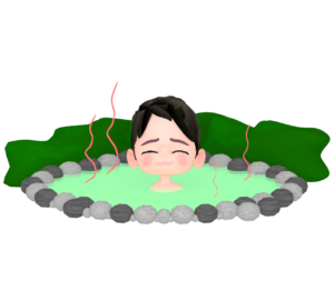 温泉に入る男性のイラスト