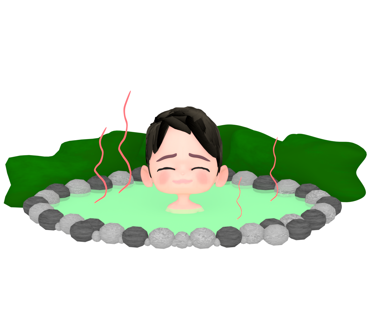 温泉に入る男性のイラスト