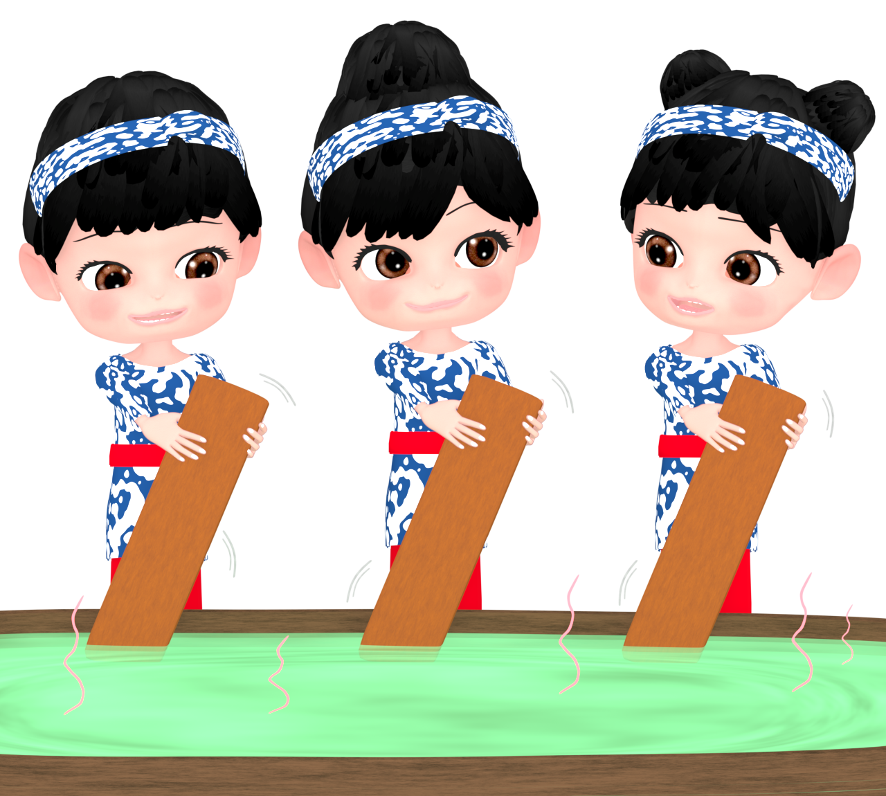 湯もみのイラスト