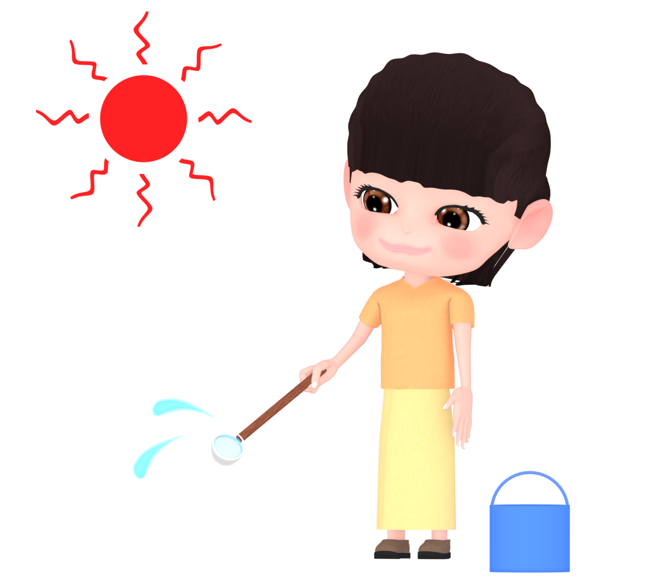 水撒きをする女性のイラスト 19 水撒きをする女性のイラスト