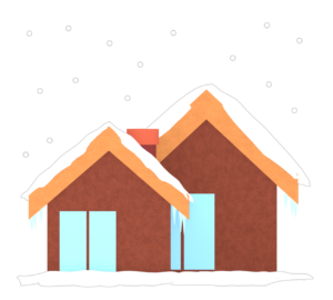 家の屋根に積もる雪のイラスト