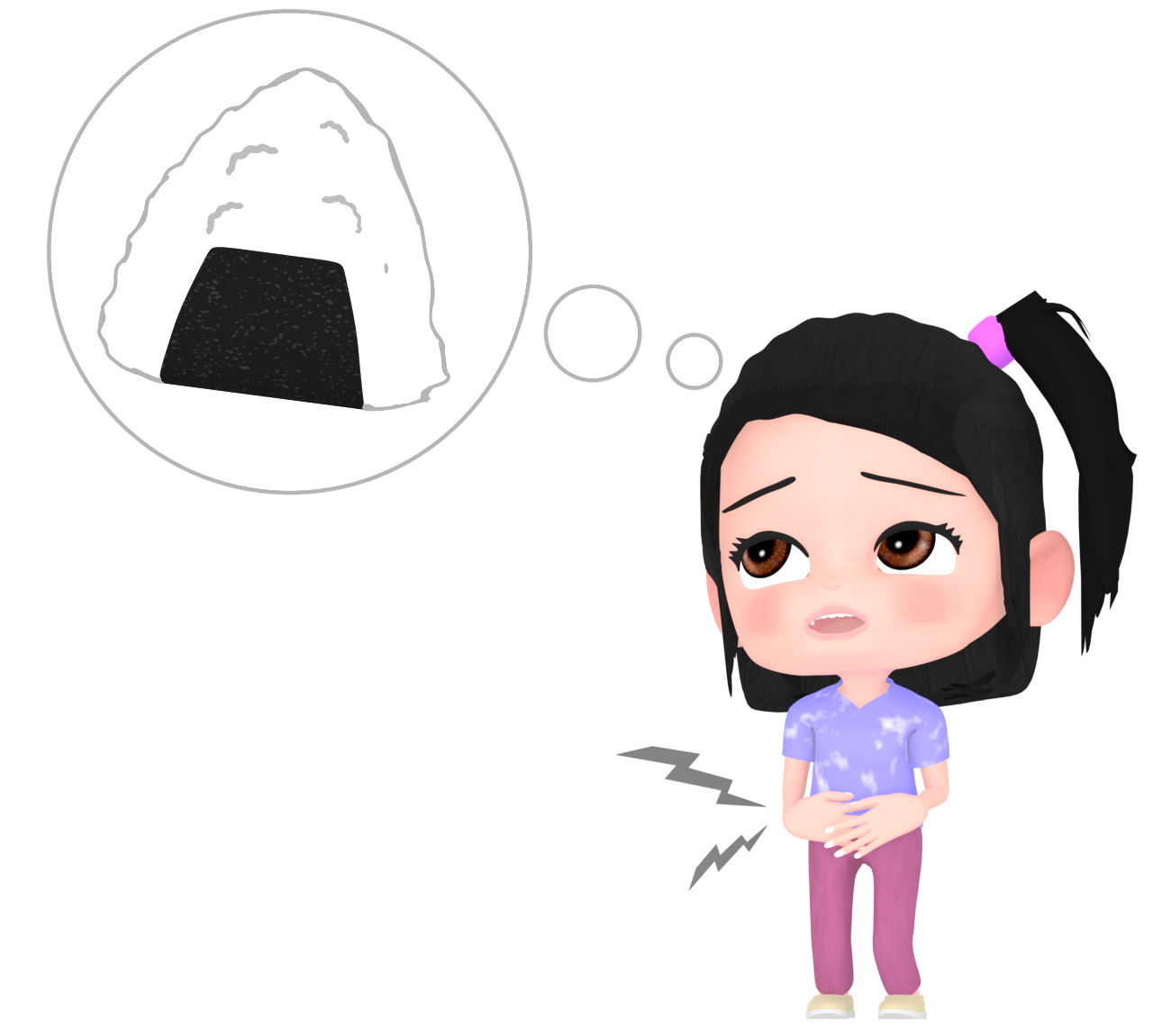 お腹が減った女の子のイラスト