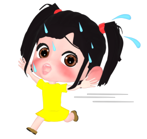 急いで走る女の子のイラスト