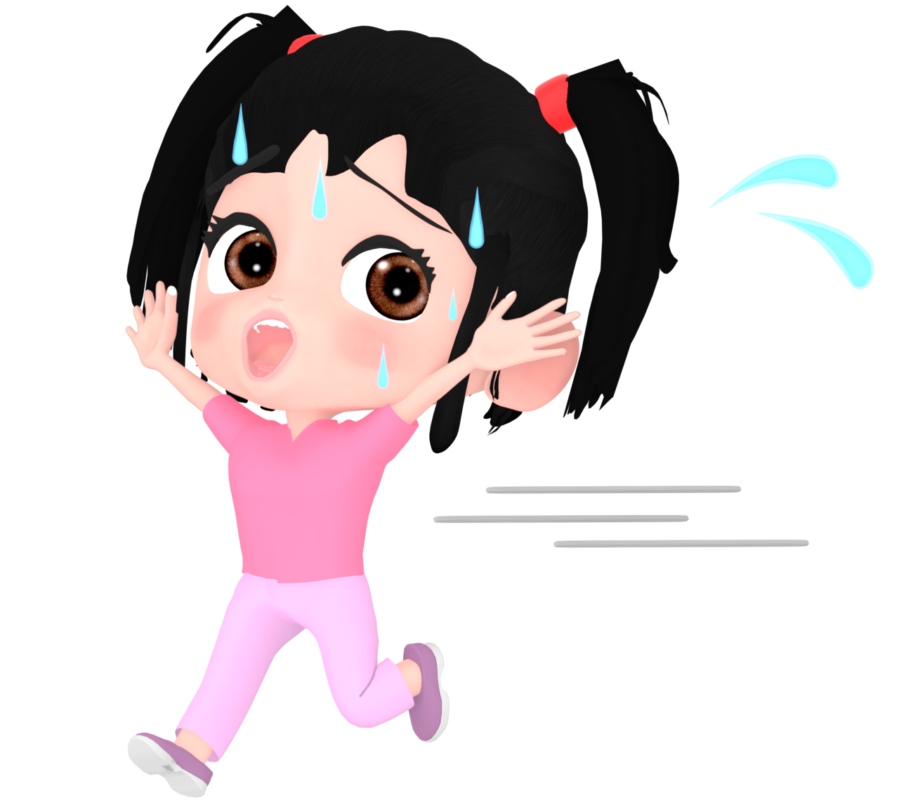 急いで走る女の子のイラスト