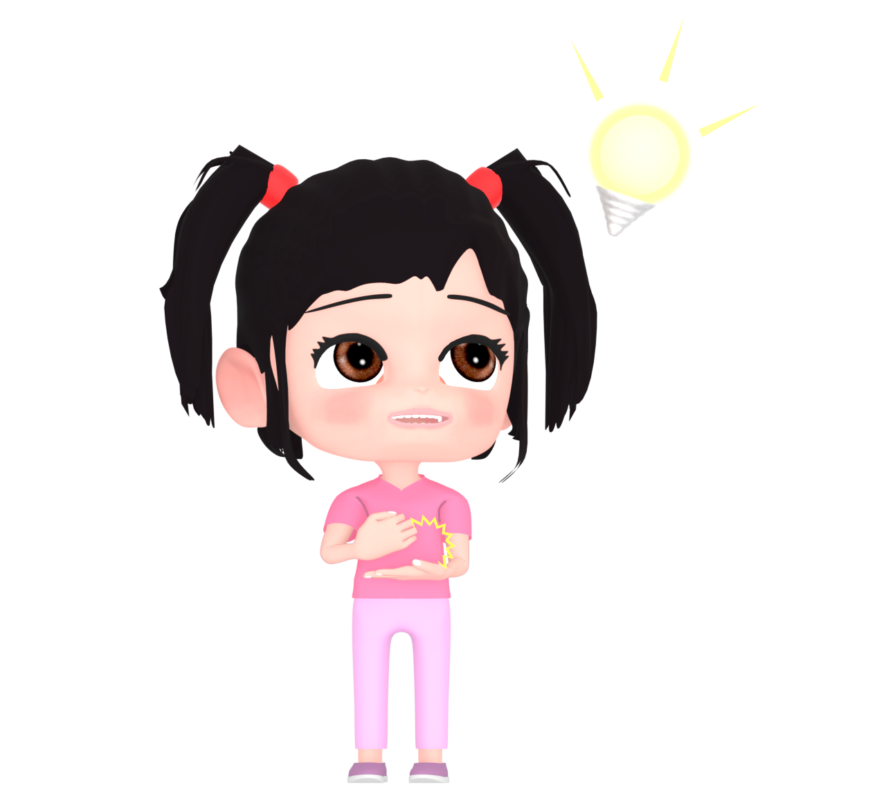アイデアを思いつく女の子のイラスト