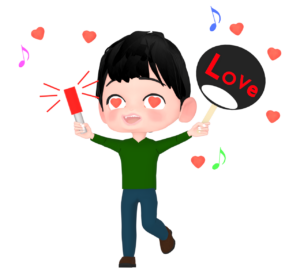 アイドルの熱狂的なファンのイラスト