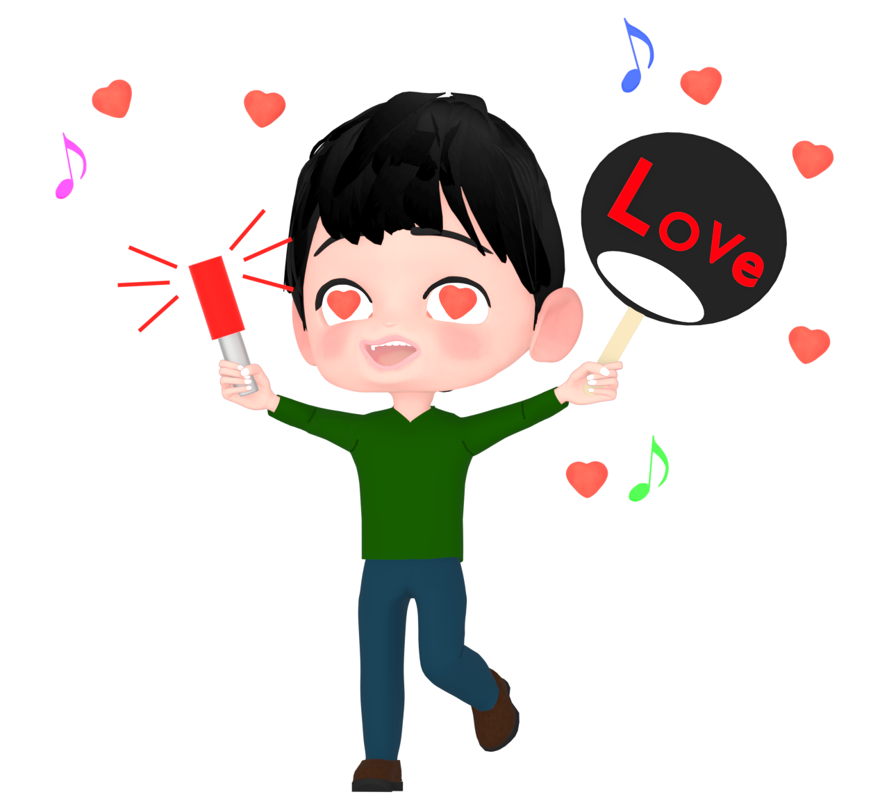 アイドルの熱狂的なファンのイラスト