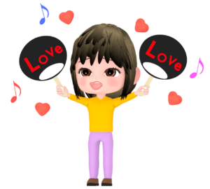 アイドルファンの女性のイラスト