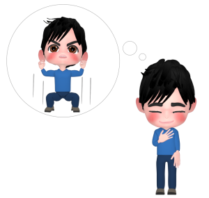 イメージトレーニングで運動する男性のイラスト