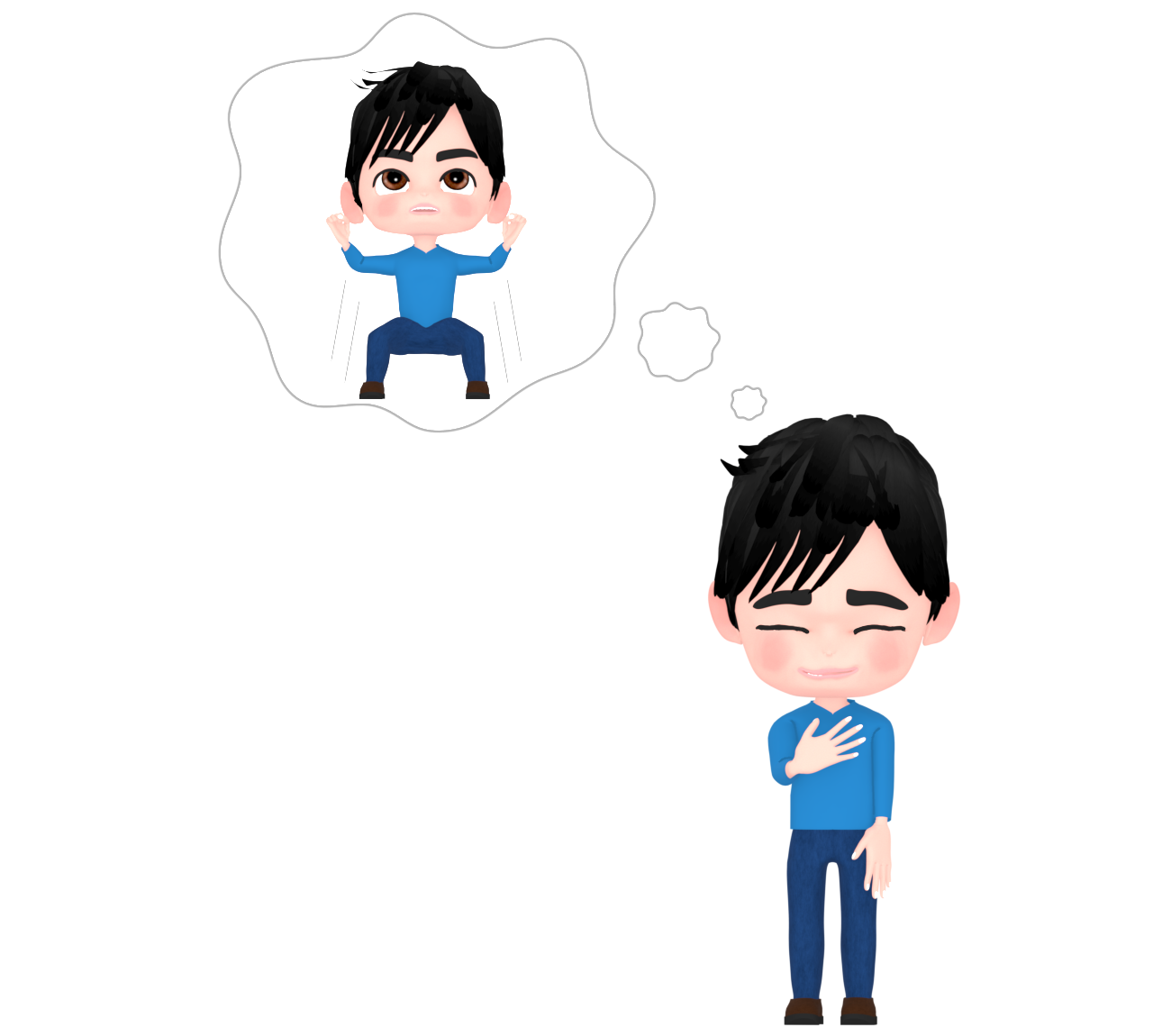 イメトレで運動をする男性のイラスト