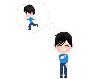 イメージトレーニングで走る男性のイラスト