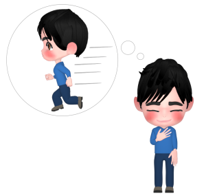 イメージトレーニングで走る男性のイラスト
