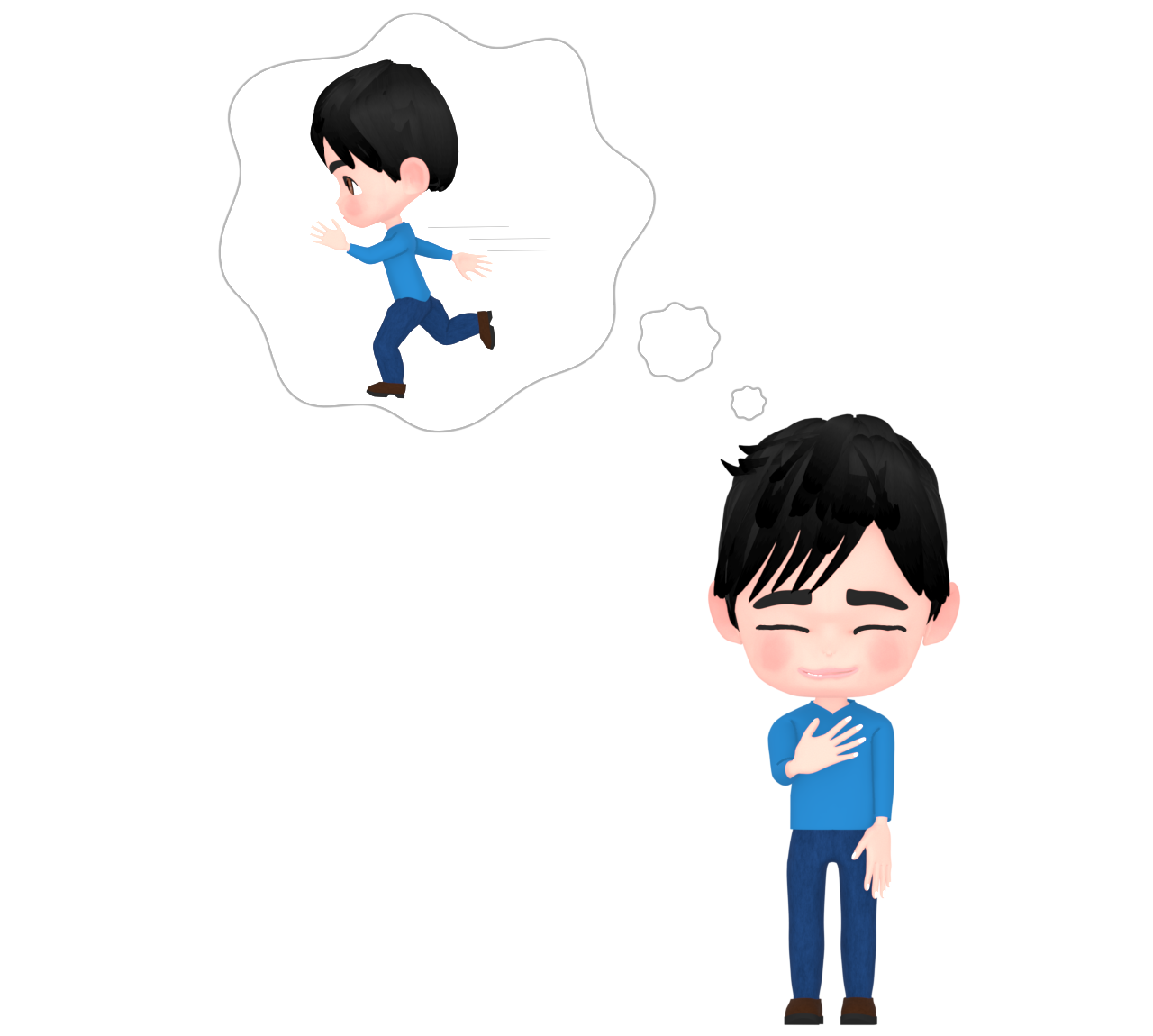 イメージトレーニングで走る男性のイラスト