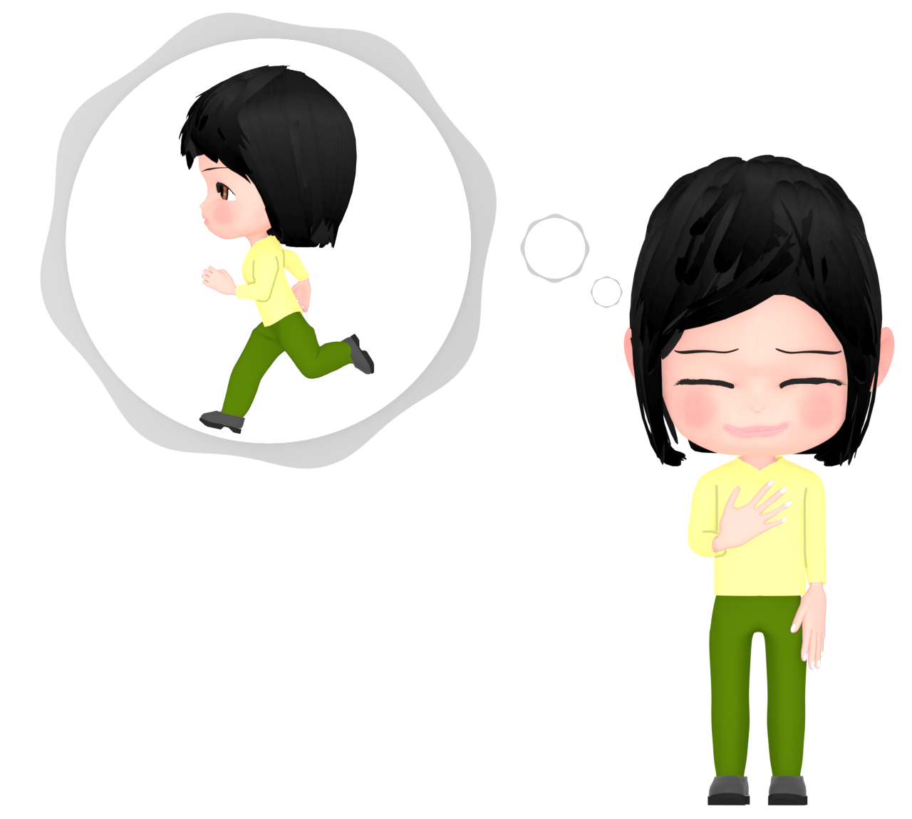 イメトレで走っている女性のイラスト