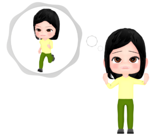 楽しく走るイメトレの女性のイラスト