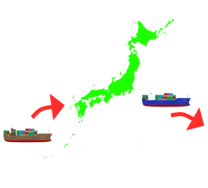 船で輸入と輸出をする日本のイラスト