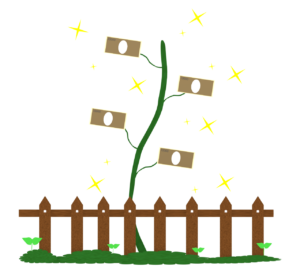 大切に育てる金のなる木のイラスト
