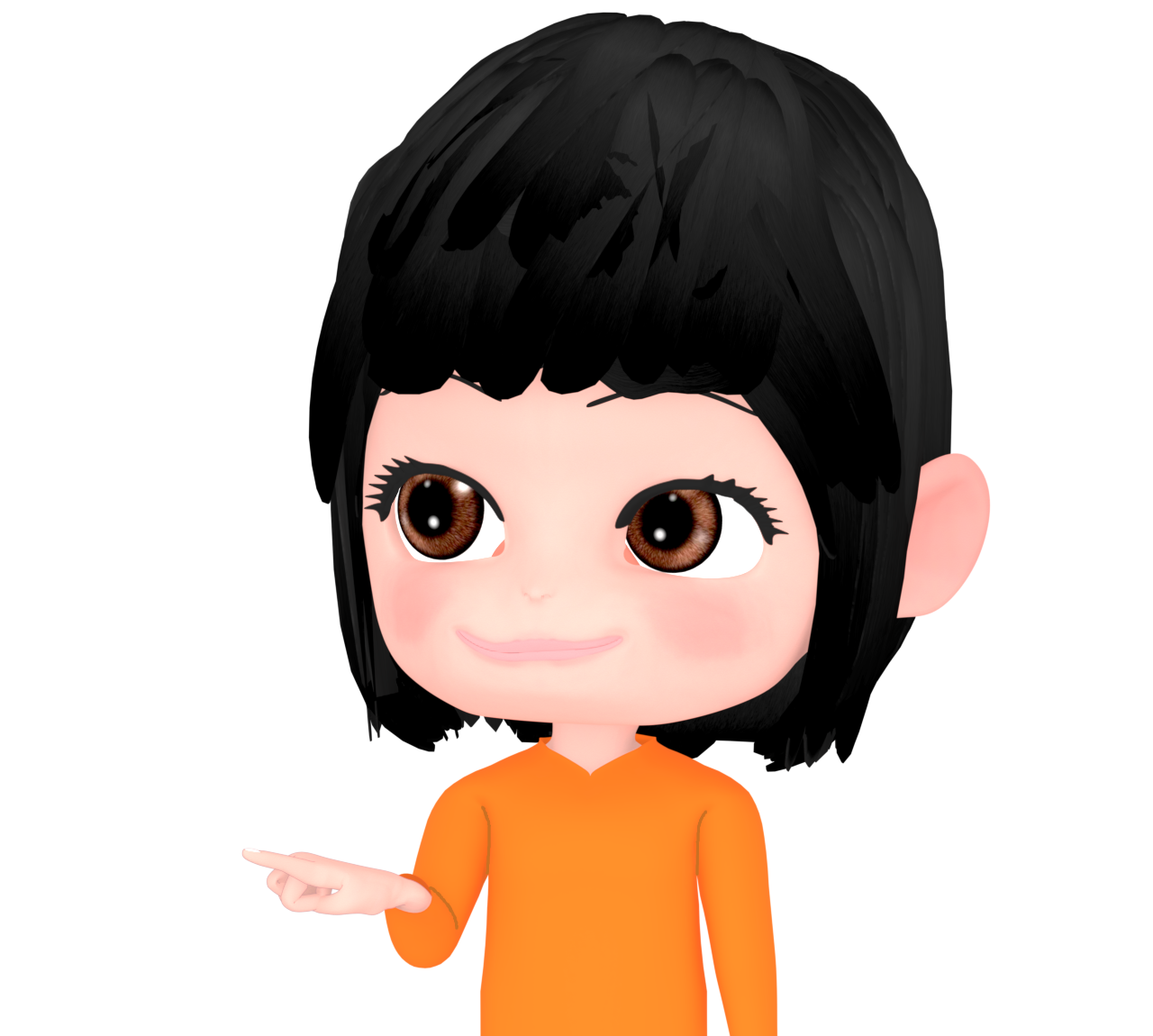 人差し指を向ける女性のイラスト