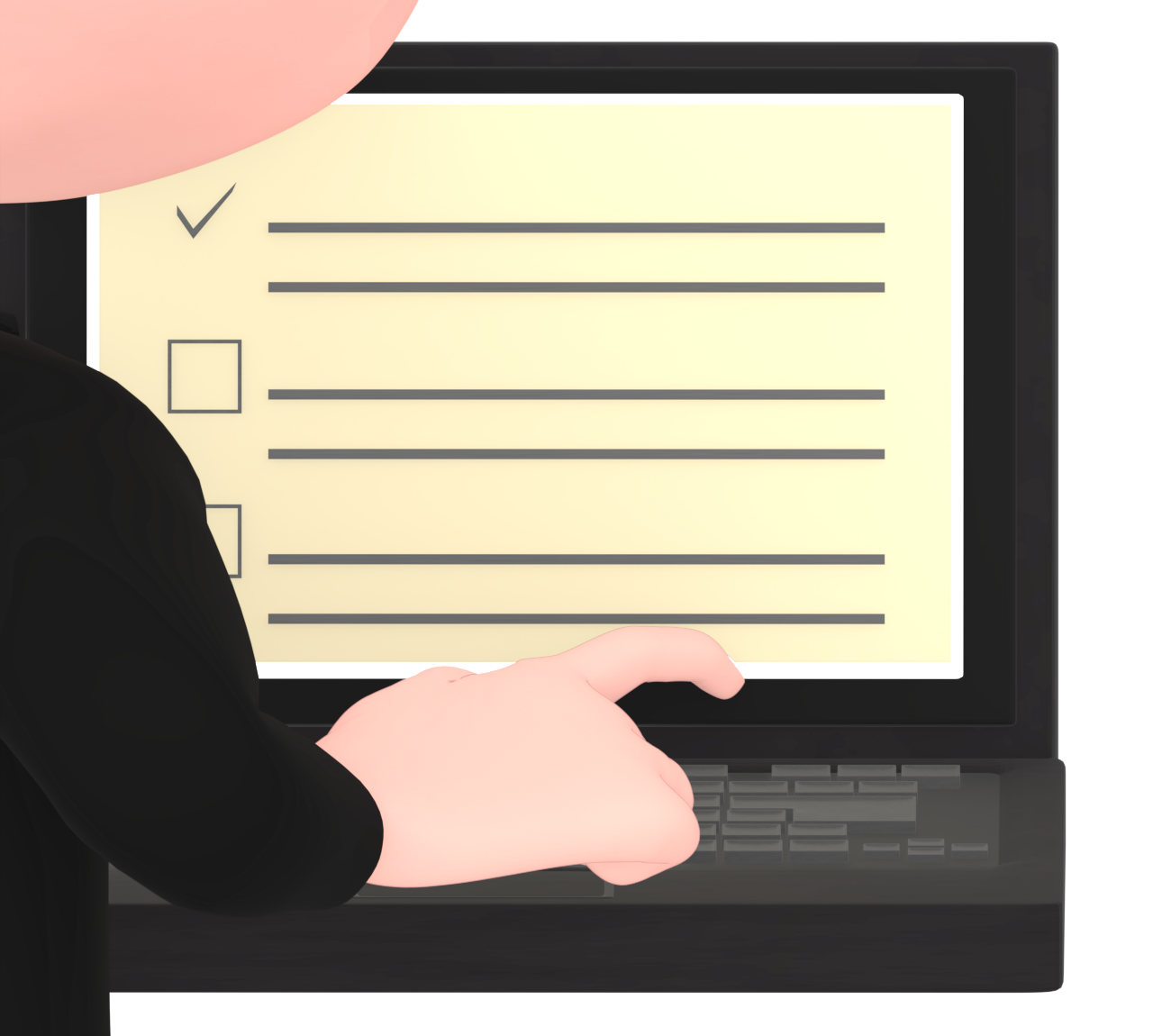 人差し指でキーボードを打つイラスト