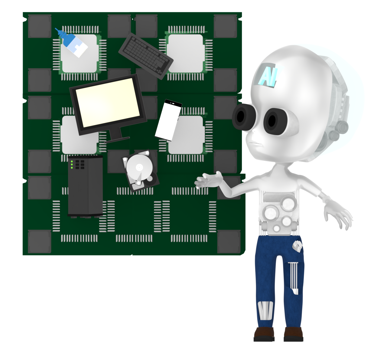 情報処理をするAI・人工知能のイラスト