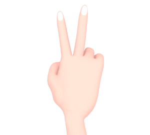 裏返しのピースサインのイラスト