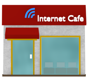 ネットカフェのお店のイラスト
