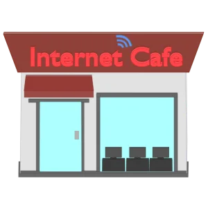 ネットカフェのお店のイラスト